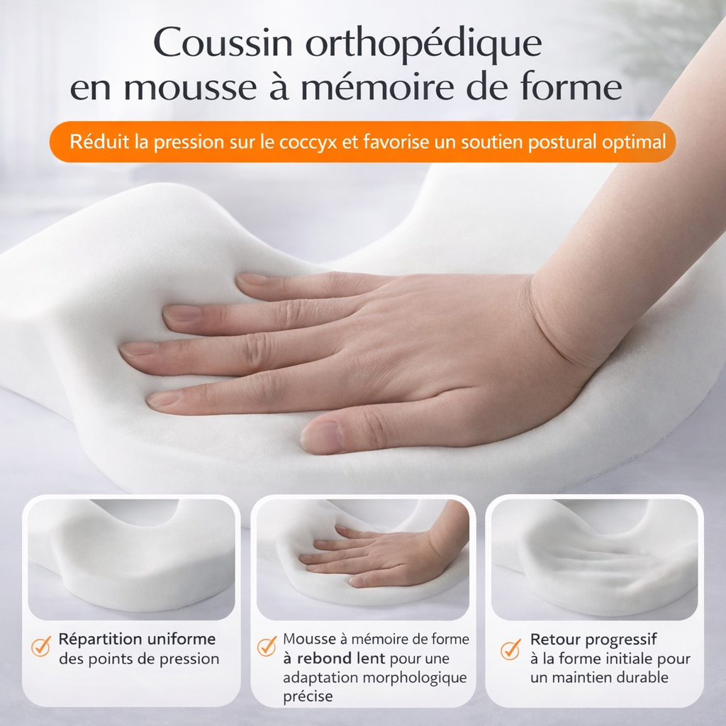 coussin coccyx mousse mémoire ergonomique